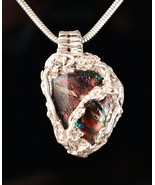*Sterling Silver 18&quot; Chain Necklace With Rainbow Ammolite Pendant - $208.09 CAD