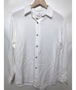 Soft Surroundings White Blouse Small Long Sleeve Tencel Mother of Pearl Buttons - $28.70