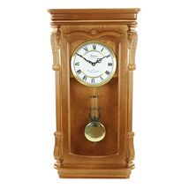 Bedford Clock Collection Golden Oak Chiming Pendulum Wall Clock - $131.74