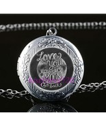I Love You to Moon Cabochon LOCKET Pendant Silver Chain Necklace USA Shi... - £11.80 GBP