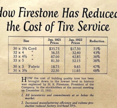1922 Firestone Tires Services XL Advertisement Automobilia Ephemera 14 x 10.5&quot; - £13.15 GBP