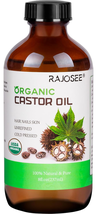 Certified Organic Castor Oil, Natural Oil Cold Pressed in Glass Bottle, ... - $28.97