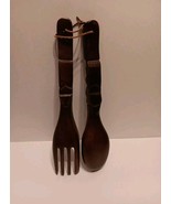 Large Wooden Spoon Fork Set Wall Folk Art Handcrafted 13&quot; Length Philipp... - $345.54 MXN