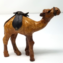 Dromedary Camel Figurine Medium Saddle Dark Tan Resin Imperfect Vintage - $18.95