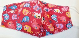 fun design Mask lot  kid Face Cover Red elephants busy Blue handmade zoo - £5.47 GBP