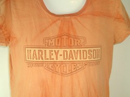 Harley Davidson L fitted Tee Shirt Womens Barnett El Paso Texas orange tie dye - £14.02 GBP