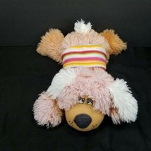 Puppy Dog Rainbow Striped Shirt Stuffed Plush Animal 14&quot; Pink Orange White Soft  - £13.94 GBP