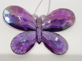 Christmas Iridescent Purple Butterfly Acrylic Ornament GORGEOUS! - $14.84