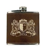 Faricy Irish Coat of Arms Leather Flask - Rustic Brown - $474.99 MXN