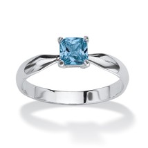 Women Princess Cut Aquamarine March Stone Sterling Silver Ring 4 5 6 7 8 9 10 - £79.91 GBP