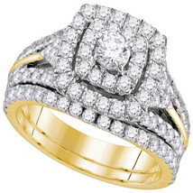 14k Yellow Gold Round Diamond Bridal Wedding Engagement Ring Set 1-7/8 Ctw - £1,815.78 GBP