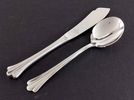 Wallace SHELLBROOK Cold Butter Knife Sugar Spoon Stainless Flatware 1984... - $11.88