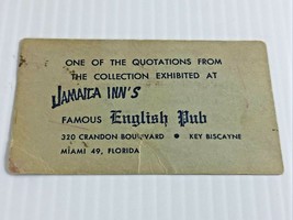 Old Jamaica Inn and English Pub 320 Crandon Blvd Miami Florida business ... - $6.88