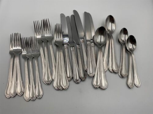 6 x 5 Piece Place Settings Hampton Stainless Steel LAUREN Frosted 30 Piece Set - $199.99