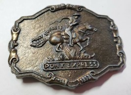 Vintage Pony Express Mens Belt Buckle Rider Commemorative Brass - £8.50 GBP
