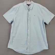 Tommy Hilfiger Men Shirt Size XL Blue Preppy Stripe Classic Short Sleeve Buttons - £9.90 GBP