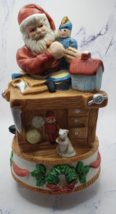 Vintage Homco Santa Claus Revolving Music Box Jingle Bells Porcelain Figurine  - £7.95 GBP