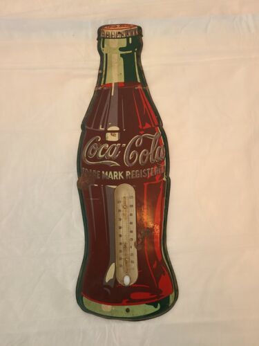 VINTAGE 1950's COCA COLA THERMOMETER, TIN - $55.00