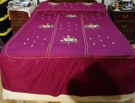 Bed Spread Blanket Cover Full / Double Size, Embroidered Made USA - £79.61 GBP