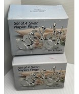 Vintage Silver Plate Metal Swan Napkin Holder Rings Set of 8 Made in Jap... - $19.99