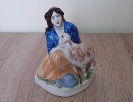 Anush with a Sheep Armenian Porcelain Figurine Vintage, Yerevan Faience Factory - $81.00