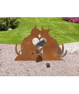 24in Wide Cats in Love Pets Decor Sturdy Rust Metal Yard Art Lawn Sculpture - $199.00