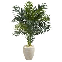 4.5 ft. Golden Cane Palm Artificial Tree in Oval Planter - £152.24 GBP