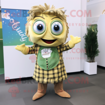 Olive Fish And Chips mascot costume character dressed with a Flannel Shirt and H - £1,061.29 GBP