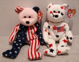 Ty Beanie Babies Patriotic Bears With Tags Spangle Glory Lot of 2 - $9.85