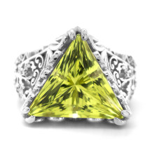18K White Gold 7.87ct TGW Greenish-Yellow Beryl One-of-a-Kind Ring - £5,717.22 GBP
