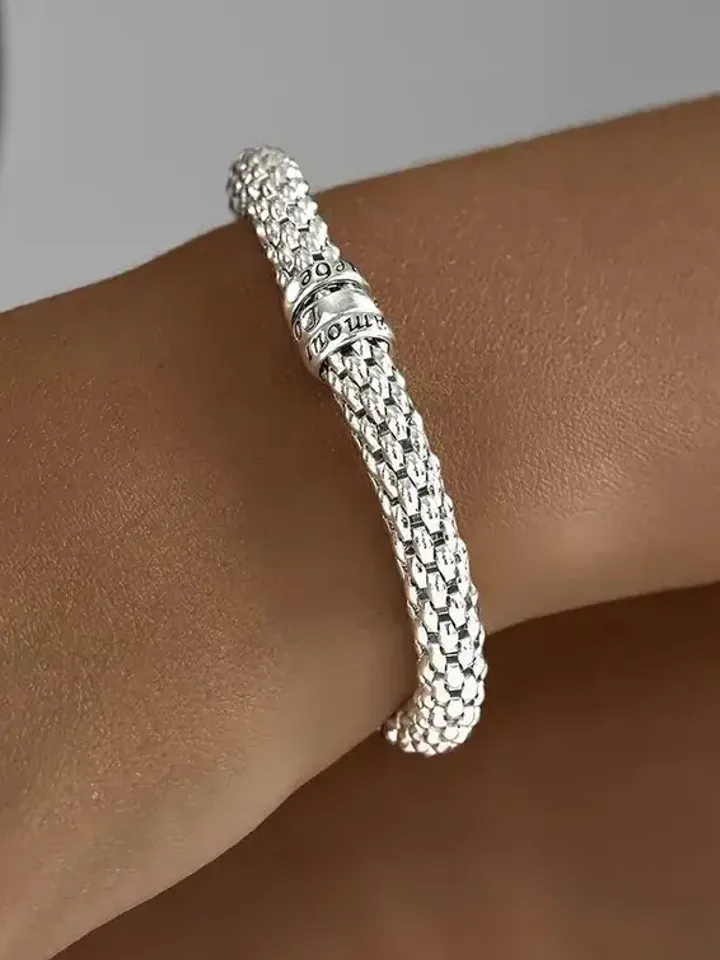 Bracelet silver women 925 with enamel, silver - $145.00