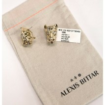 Alexis Bittar Gold Crystal Modern Panther Snap Back Stud Earrings NWT - $143.06