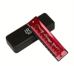 Harmonica Built-in Premium Sounding Reeds Red IRIN 10-Hole 20-Tone C  - £11.13 GBP