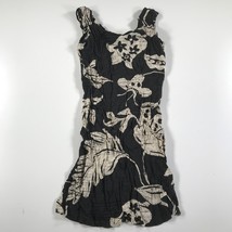 Vintage Jams World Kleid Damen 7 Schwarz Weiß Blätter Blumen Kurz - $39.59