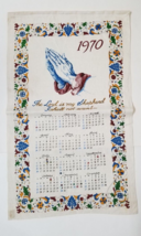 1970 Cloth Wall Calendar Hanging Praying Hands Sequin Lord is My Shepherd - £7.06 GBP