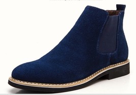 Royal Blue Color Spectator High Ankle Suede Leather Derby Toe Handcrafted Boots - £125.33 GBP