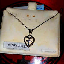 14kt gold filled heart cross necklace - £50.61 GBP