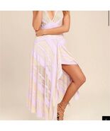 Free People Adrien Lavender &amp; Gold Striped Midi Dress Size Small - $1,038.05 MXN