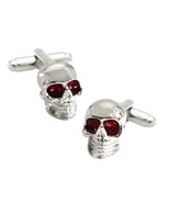 SKULL CUFFLINKS Silver Color Red Eyes Skeleton Groom Best Man Wedding w ... - $249.84 MXN