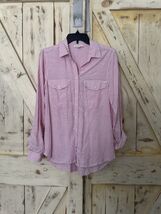Beach Lunch Lounge Casual Shirt Pink White Striped Small Petite Button 2... - $9.98