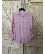 Beach Lunch Lounge Casual Shirt Pink White Striped Small Petite Button 2... - $9.98