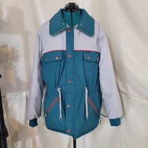 Vintage 90s Kelsey Trail Gray and Green Colorblock Ski Jacket - Size Large - £46.72 GBP