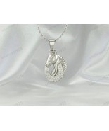 Unique Horse Design Simulated Diamond Pendant, 925 Sterling Silver Necklace - $83.34 CAD+