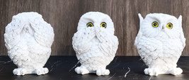 Ebros See Hear Speak No Evil Fat Baby White Owls Figurines Set of 3 Mini... - $26.95