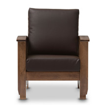 Mission Style Walnut/Brown Wood &amp; Faux Leather Chair, or Loveseat, or Both - $5,685.61 MXN+