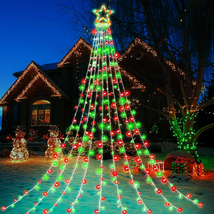 Christmas Decorations Star String Lights, 320 Leds Outdoor Waterfall Tree Lights - £31.00 GBP