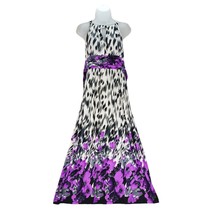 BLOOMING ROSE Sz M Animal Spot Print Floral Blouson Halter Top Maxi Dres... - £22.84 GBP