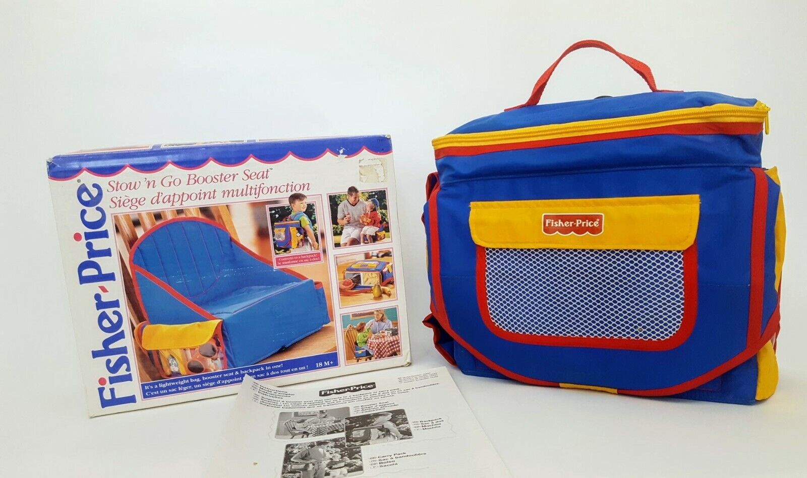 Vintage Fisher-Price Stow'n Go Toddler Booster Seat Backpack w/Box Instructions - $47.49