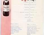 Reserve Hotel Wine Bottle French Menu 1963 Fixed Price Dinners  - $17.82