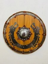 Handmade 24 Inches Medieval Warrior Wooden Viking Round Shield Medieval Dragon - £109.98 GBP
